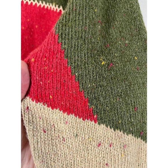 Retro Patchwork Knit Sweater M Red Colorful Festive Holiday Chic Western 80s - Picture 3 of 12